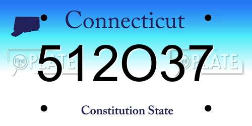 512O37 Connecticut License Plate