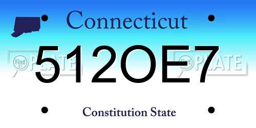 512OE7 Connecticut License Plate