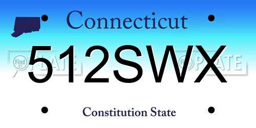 512SWX Connecticut License Plate