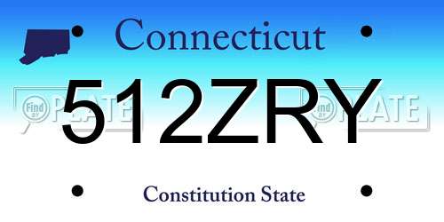 512ZRY Connecticut License Plate