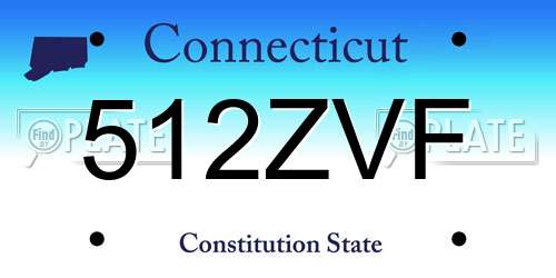 512ZVF Connecticut License Plate