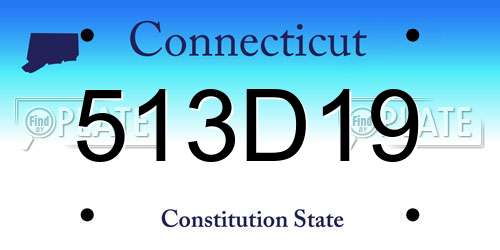 513D19 Connecticut License Plate