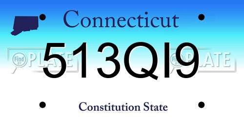 513QI9 Connecticut License Plate