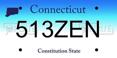513ZEN Connecticut License Plate