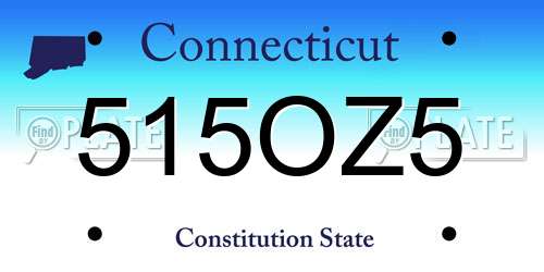 515OZ5 Connecticut License Plate