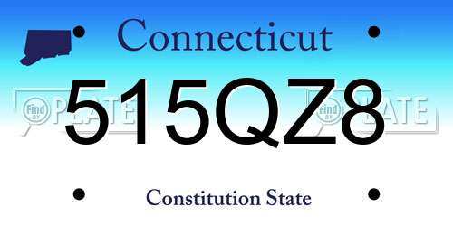 515QZ8 Connecticut License Plate