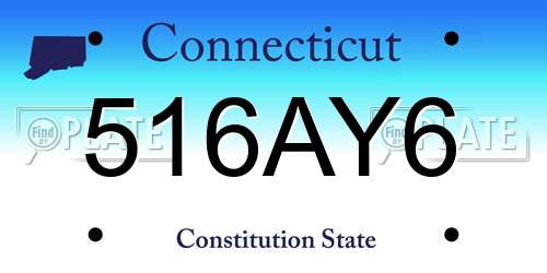 516AY6 Connecticut License Plate