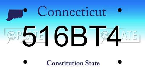 516BT4 Connecticut License Plate