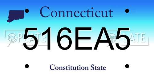 516EA5 Connecticut License Plate