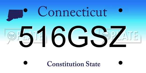 516GSZ Connecticut License Plate