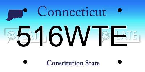 516WTE Connecticut License Plate