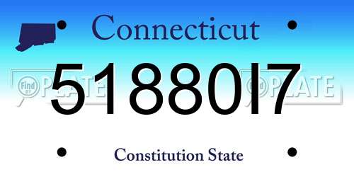 51880I7 Connecticut License Plate
