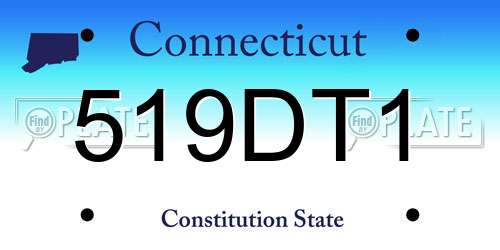 519DT1 Connecticut License Plate