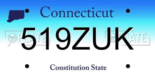 519ZUK Connecticut License Plate