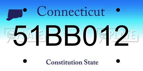 51BB012 Connecticut License Plate