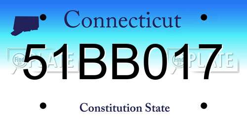 51BB017 Connecticut License Plate