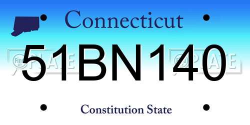 51BN140 Connecticut License Plate