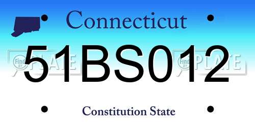51BS012 Connecticut License Plate
