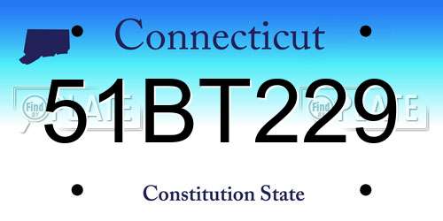 51BT229 Connecticut License Plate