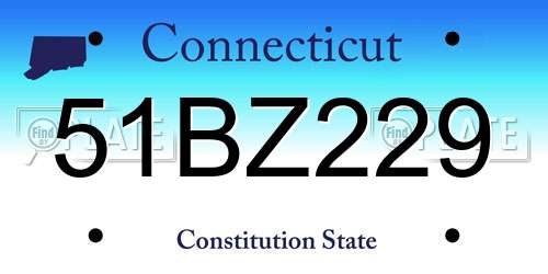 51BZ229 Connecticut License Plate