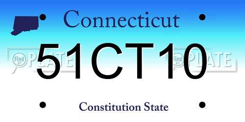 51CT10 Connecticut License Plate