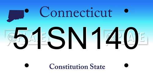 51SN140 Connecticut License Plate