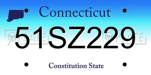 51SZ229 Connecticut License Plate