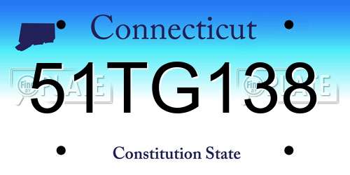 51TG138 Connecticut License Plate