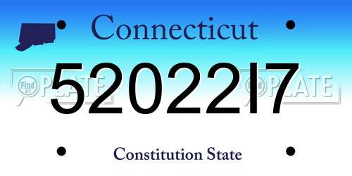 52022I7 Connecticut License Plate