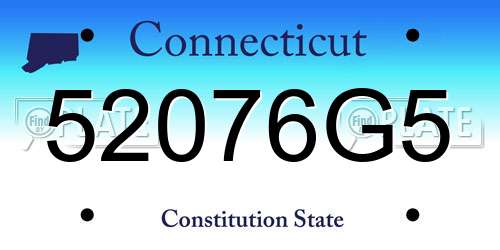 52076G5 Connecticut License Plate