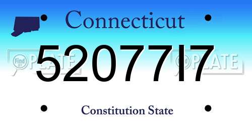 52077I7 Connecticut License Plate