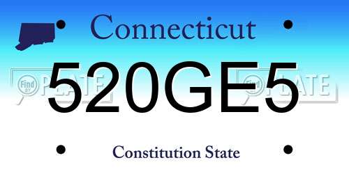 520GE5 Connecticut License Plate