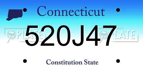 520J47 Connecticut License Plate
