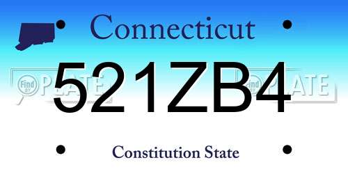 521ZB4 Connecticut License Plate