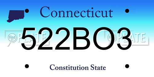 522BO3 Connecticut License Plate