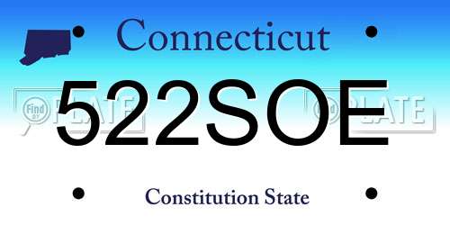522SOE Connecticut License Plate