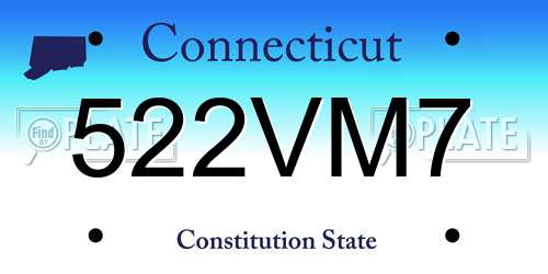 522VM7 Connecticut License Plate