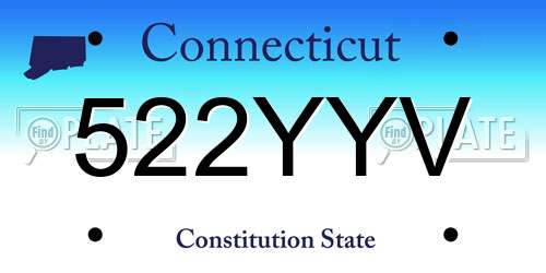522YYV Connecticut License Plate