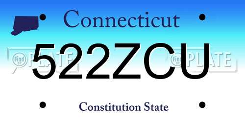 522ZCU Connecticut License Plate