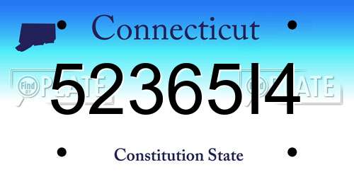 52365I4 Connecticut License Plate