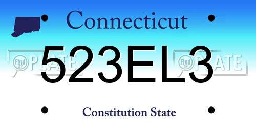 523EL3 Connecticut License Plate
