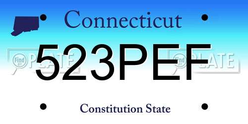 523PEF Connecticut License Plate