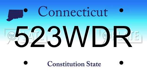 523WDR Connecticut License Plate