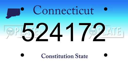 524172 Connecticut License Plate