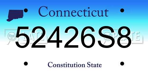 52426S8 Connecticut License Plate