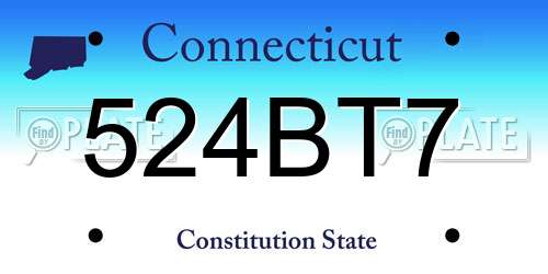 524BT7 Connecticut License Plate