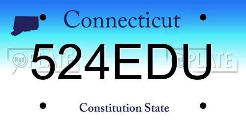 524EDU Connecticut License Plate