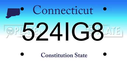 524IG8 Connecticut License Plate