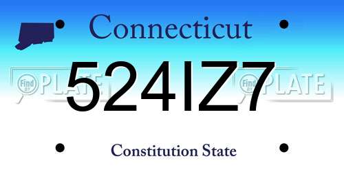524IZ7 Connecticut License Plate