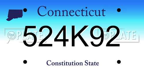 524K92 Connecticut License Plate